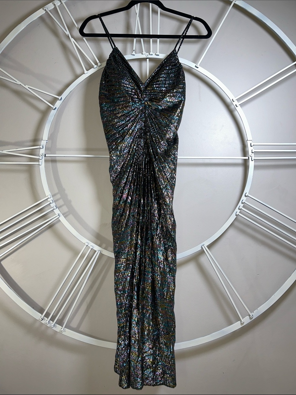 Vintage New Leaf by Samir High End Rainbow Metallic Plissé Dress